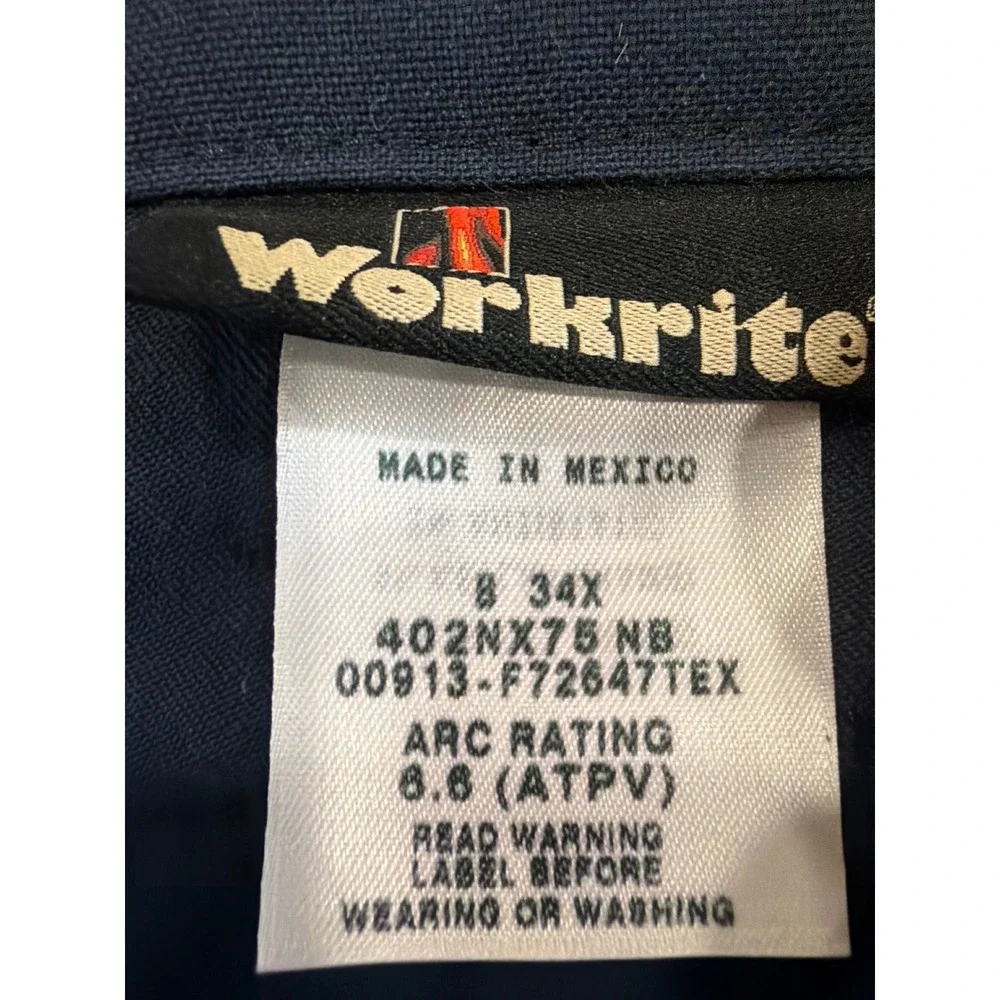 Workrite FR Nomex IIIA Navy Blue Flame Resistant Work Pants 34x34 NFPA 2112 HRC1